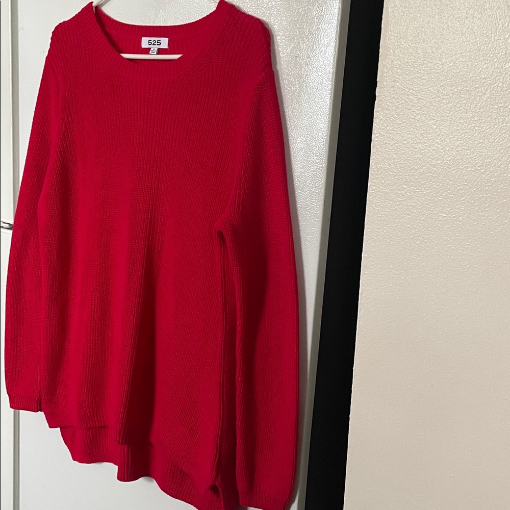 525 Small Oversized‎ America Vibrant Red Crewneck Sweater 100% Cotton